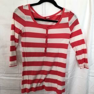 Pink/White Striped 3/4 Sleeve